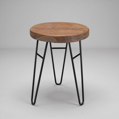 Holzhocker, Teakholz und Metall, naturfarben, ca. 44 x 30 x 30 cm