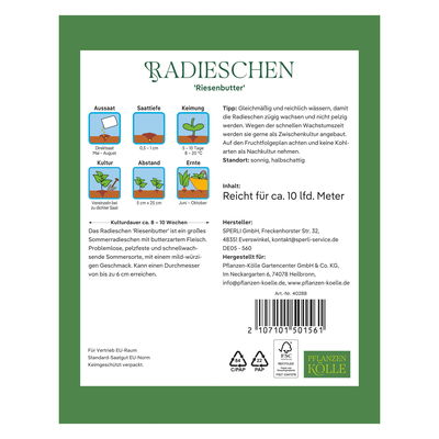 Kölles Beste Gemüsesamen, Radieschen 'Riesenbutter'