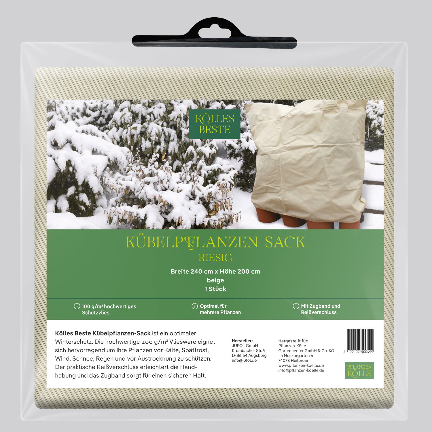 Kölles Beste Kübelpflanzen-Sack 'Riesig', beige, B240 x H200 cm Kölles Beste Kübelpflanzen-Sack 'Riesig', beige, B240 x H200 cm