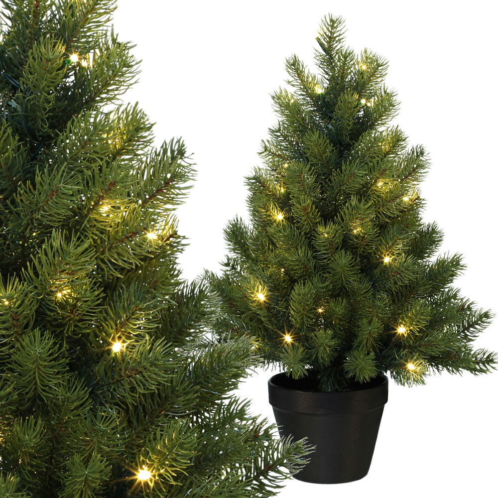 Künstlicher Weihnachtsbaum im Topf mit LED-Beleuchtung, Höhe ca. 60 cm