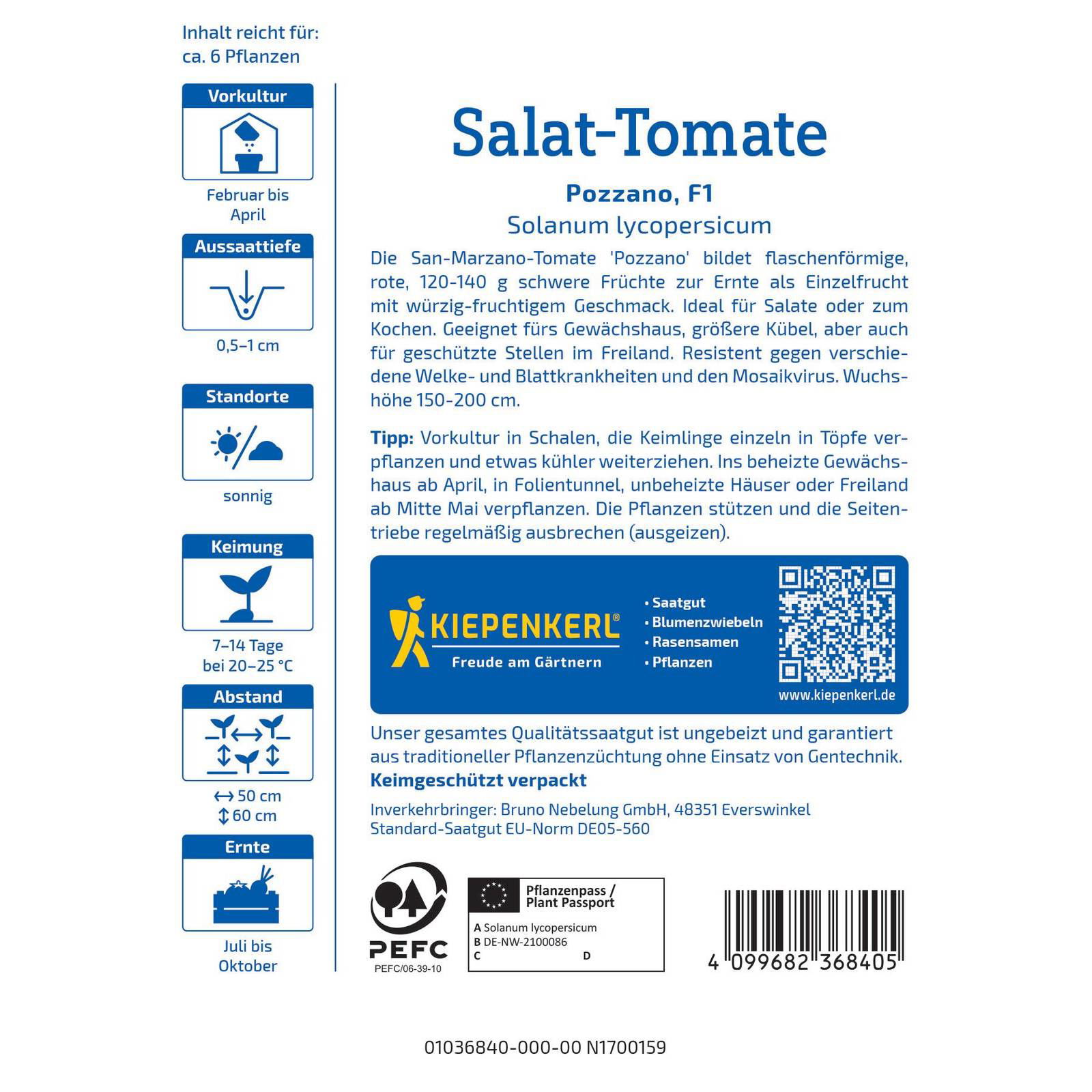 Gemüsesamen, Salat-Tomaten 'Pozzano', rot