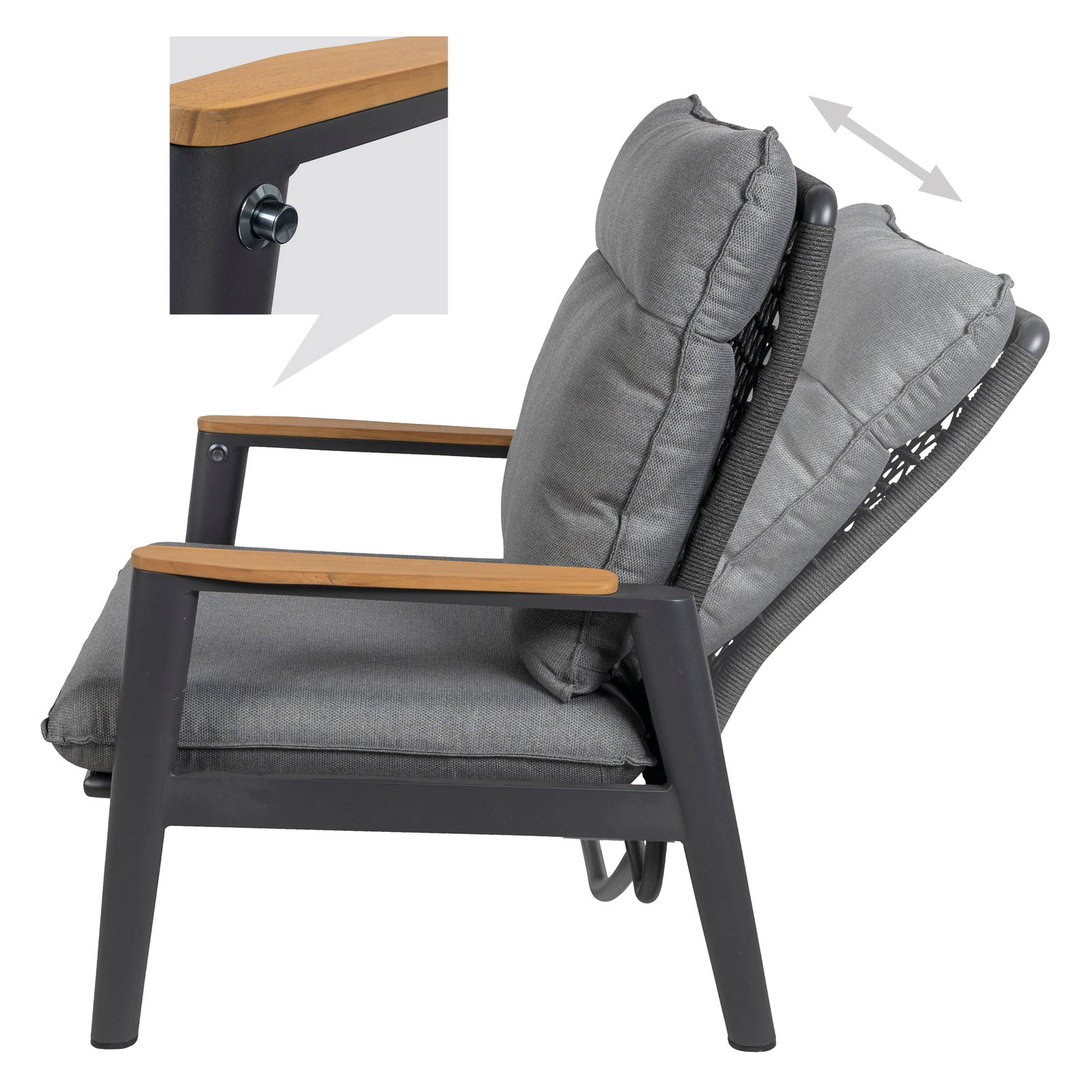 Kölle Loungesessel 'Malibu', anthrazit