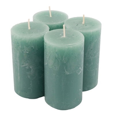 Safe Candle Stumpenkerzen 'Rustic', smaragdgrün, 4 Kerzen je Ø 6 x H 11 cm Safe Candle Stumpenkerzen 'Rustic', smaragdgrün, 4 Kerzen je Ø 6 x H 11 cm