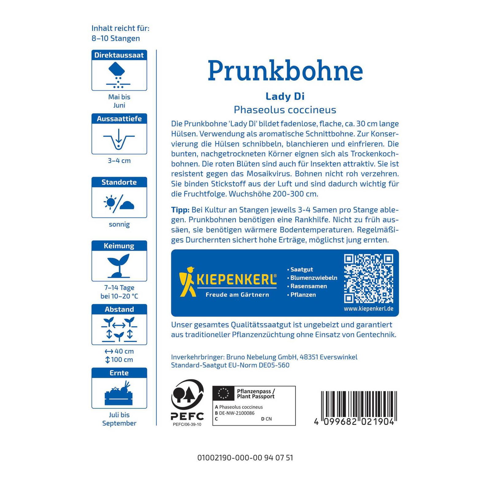 Gemüsesamen, Prunkbohne 'Lady Di'