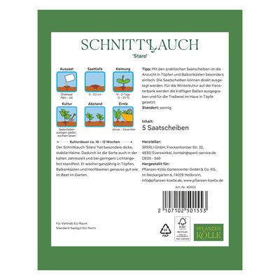 Kölles Beste Saatscheibe Schnittlauch 'Staro', grün