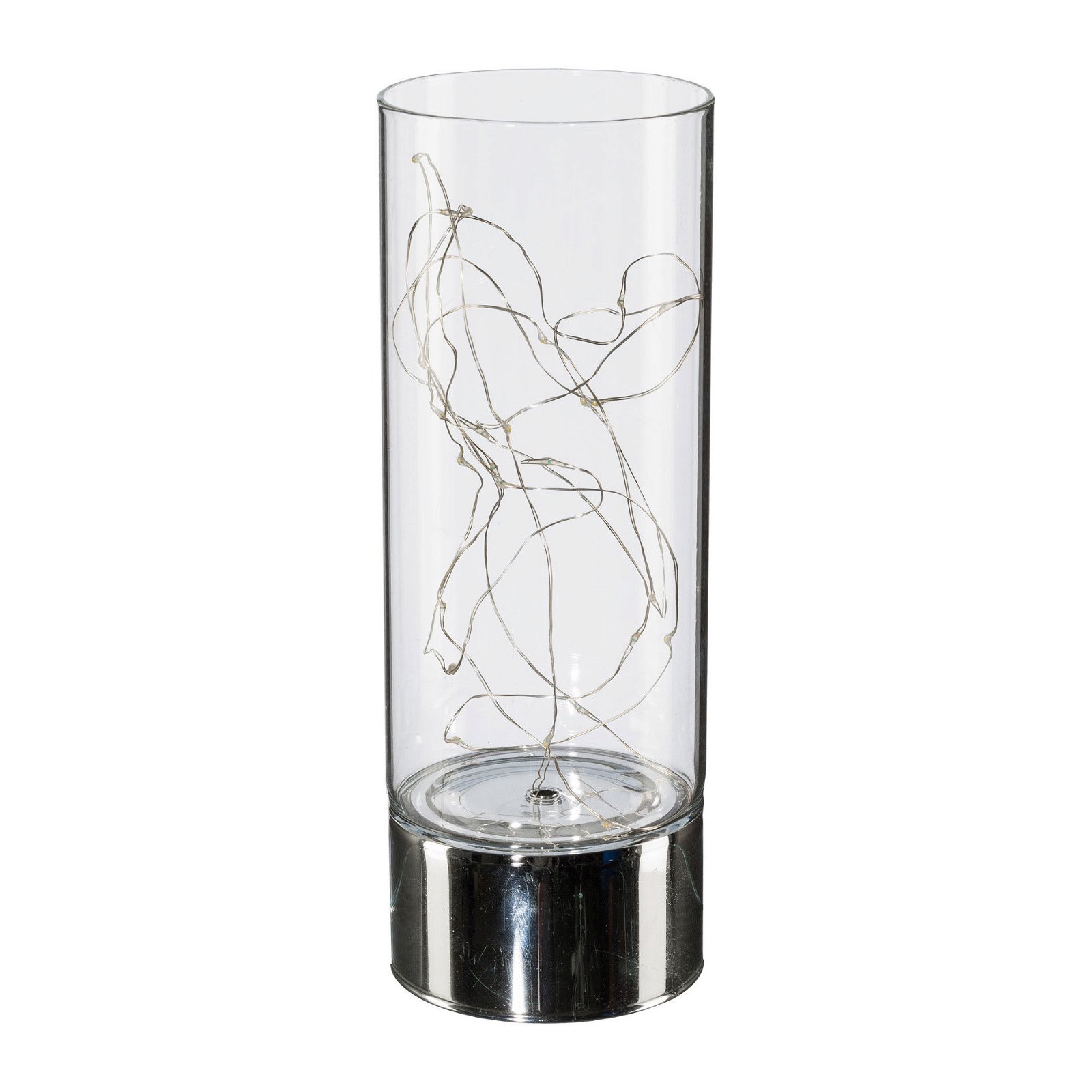 Klarglas-Gefäß mit 25 LEDs, H.25 x D.9 cm, 6h-Timer