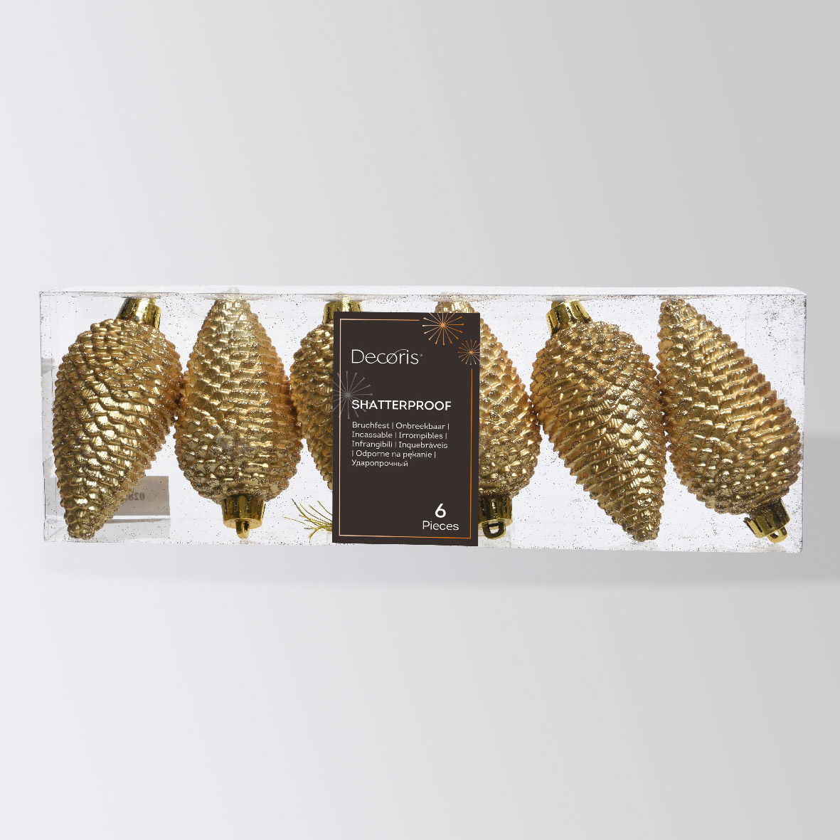 Glitter Zapfen, 6er-Set, hellgold, Höhe ca. 8 cm Glitter Zapfen, 6er-Set, hellgold, Höhe ca. 8 cm