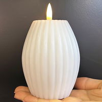 LED Echtwachskerze 'Stripe', weiß, Ø 7,5 x H 10 cm