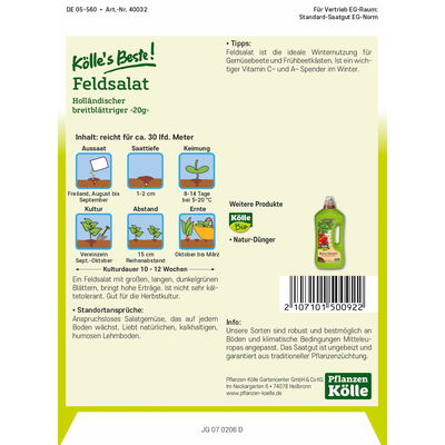 Kölles Beste Gemüsesamen Feldsalat  Kölles Beste Gemüsesamen Feldsalat