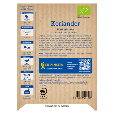 Kiepenkerl Bio Saatgut Saatkoriander, grün & rosa