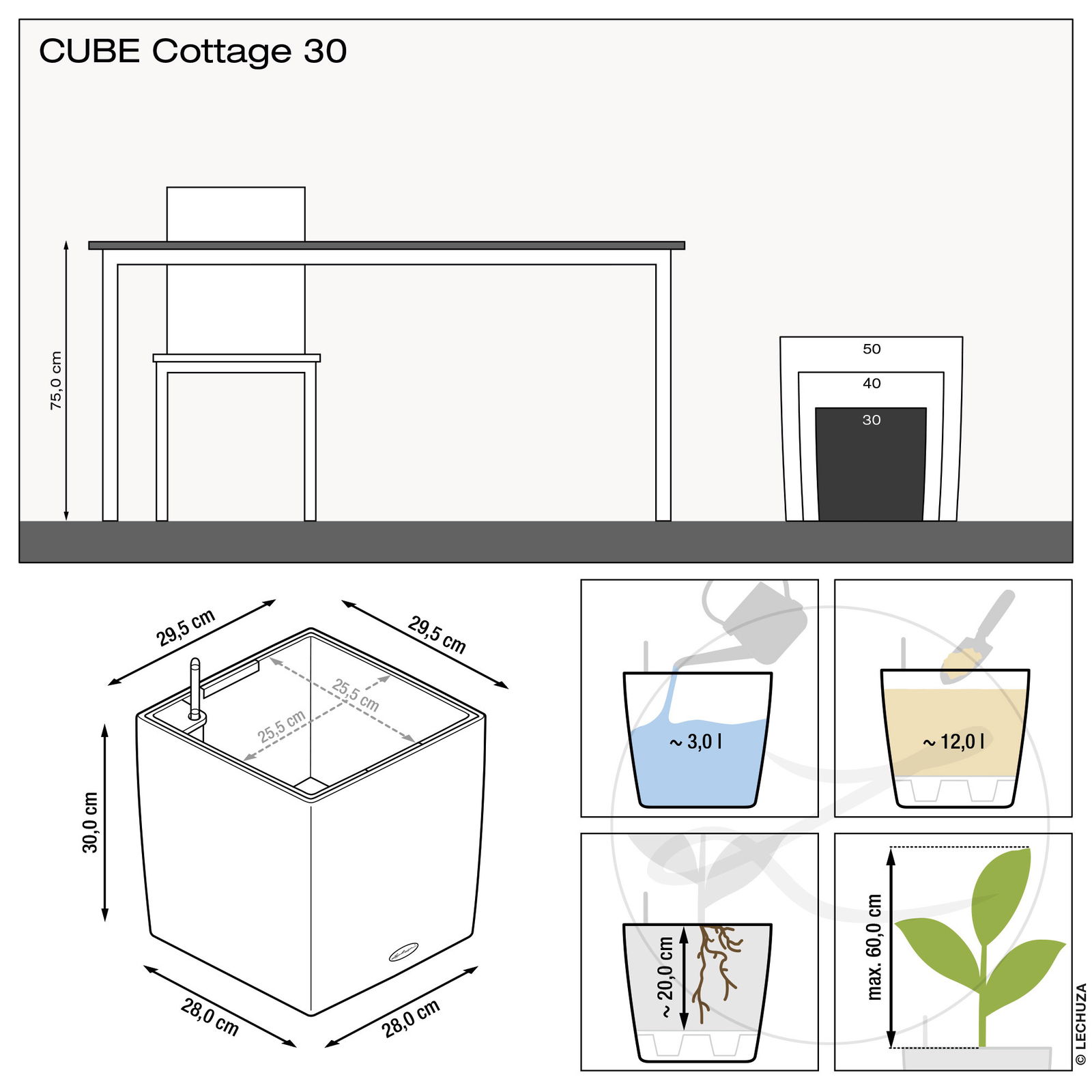 Lechuza 'Cube Cottage 30', sandbraun, 29,5 x 29,5 x H 30 cm