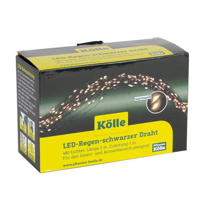 Kölle LED Schwarzdraht Regen, warmweiß, 480 LEDs, Länge ca. 2 m