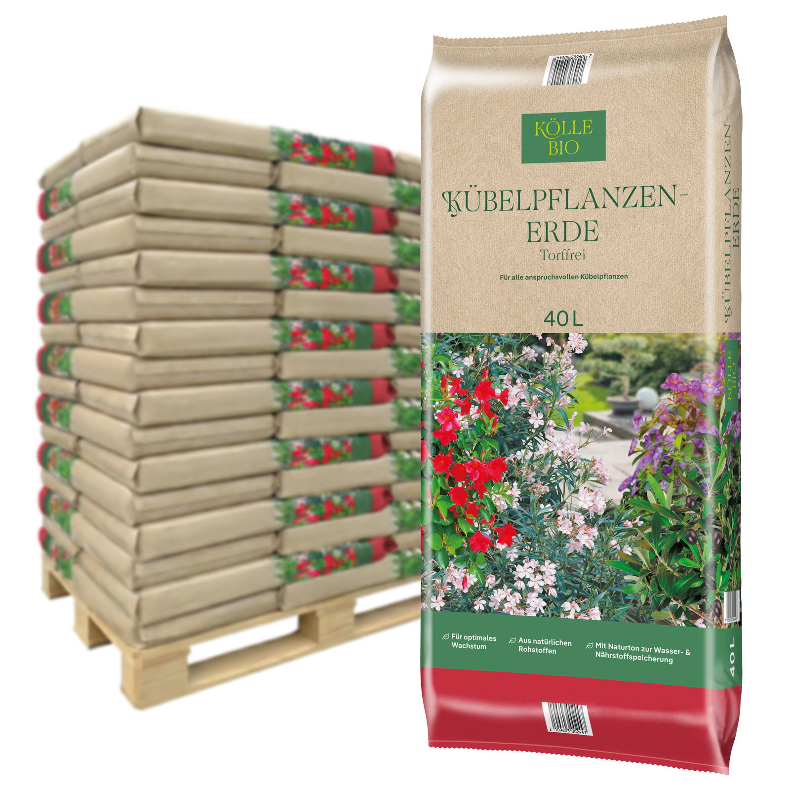 Kölle Bio Kübelpflanzenerde, torffrei, 36 Sack á 40 l, gesamt 1440 Liter
