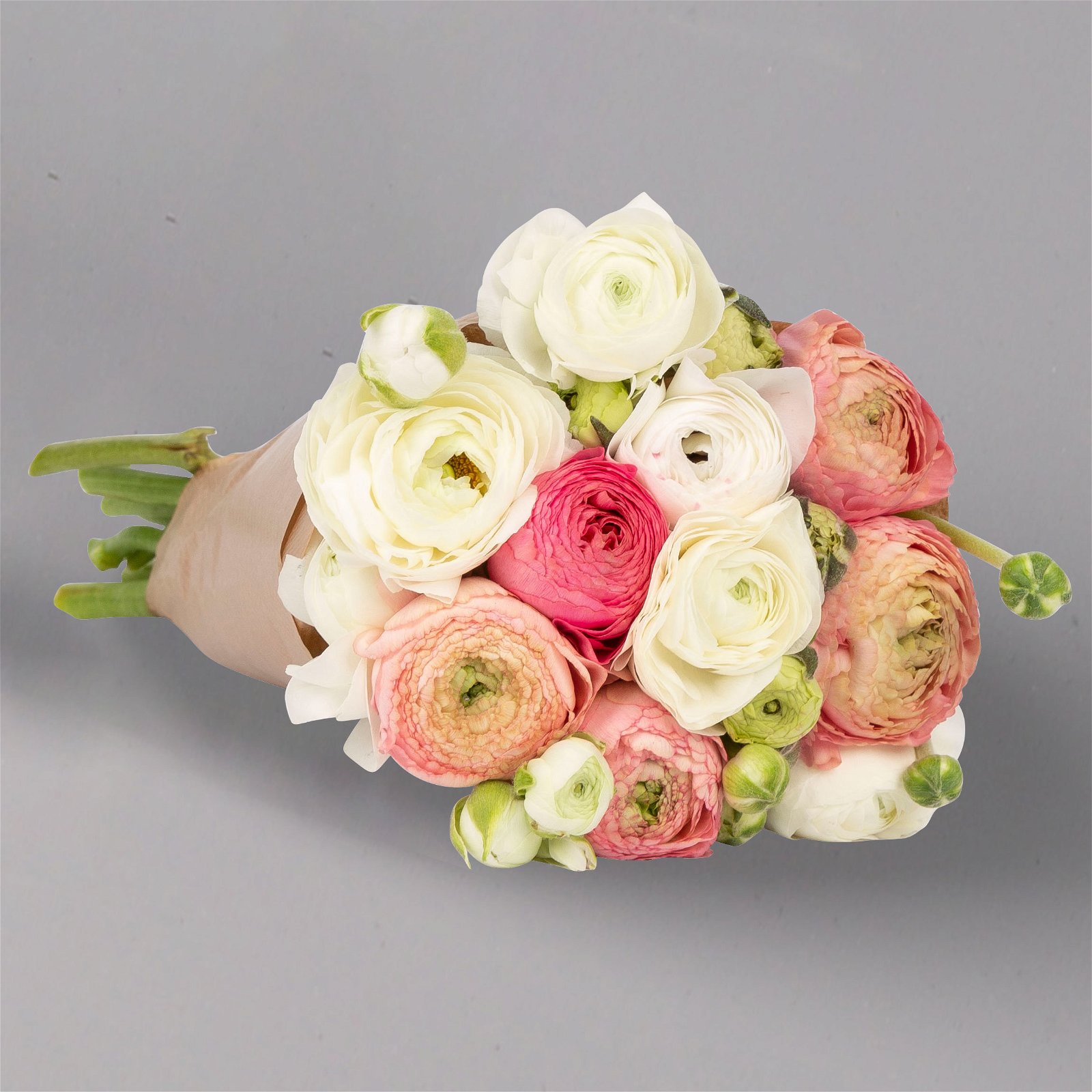 Blumenbund mit Ranunkeln, 10er-Bund, rosa & weiß, inkl. gratis Grußkarte