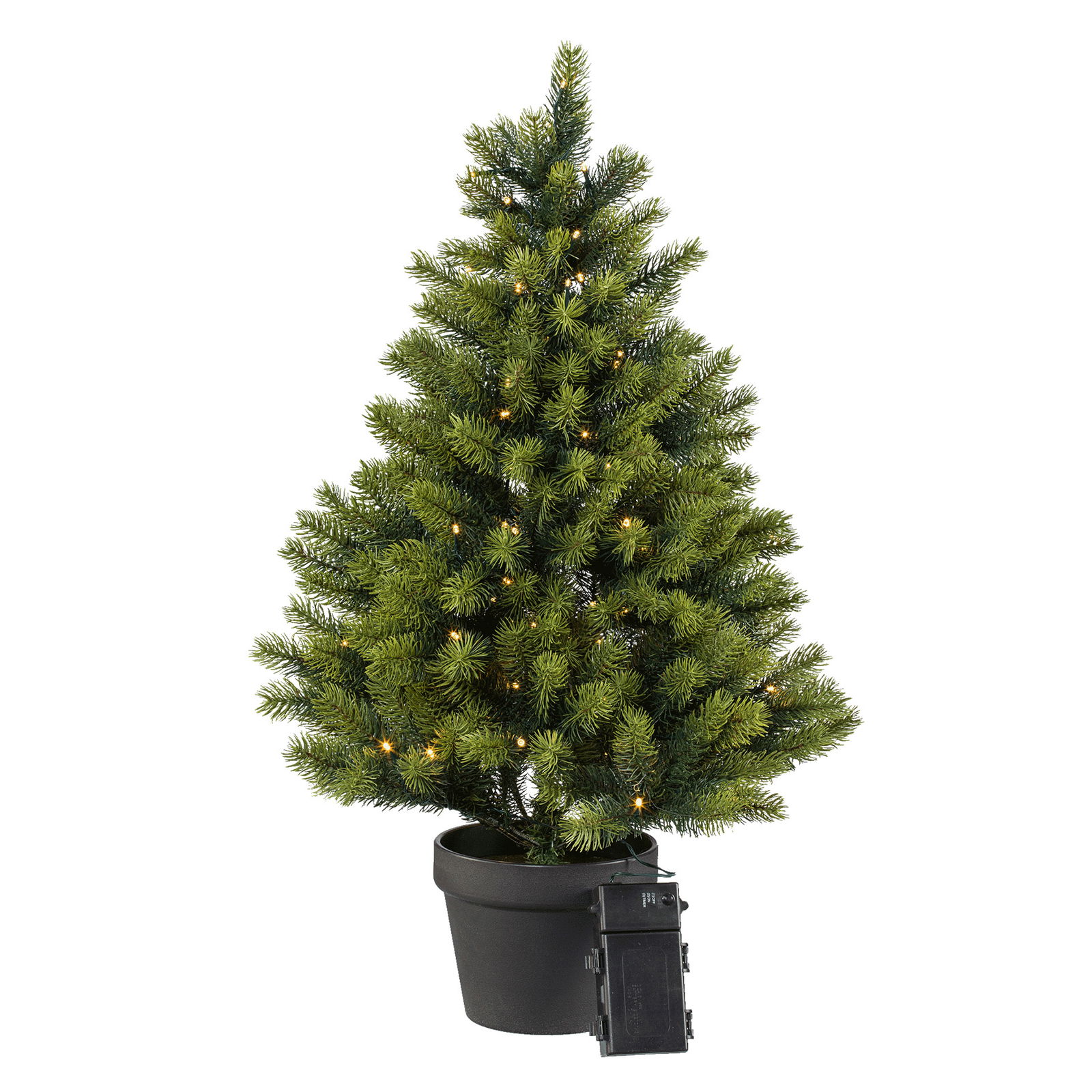 Künstlicher Weihnachtsbaum im Topf mit LED-Beleuchtung, Höhe ca. 90 cm