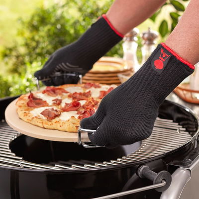 Weber® Grillhandschuh-Set aus Kevlar, lang mit Silikonnoppen (L/XL), schwarz