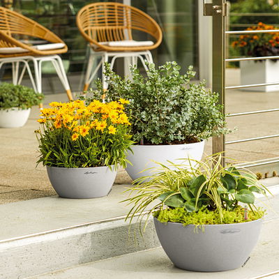 Lechuza 'Cubeto Stone 40', quarzweiß, ca. Ø 40 x 18,3 cm