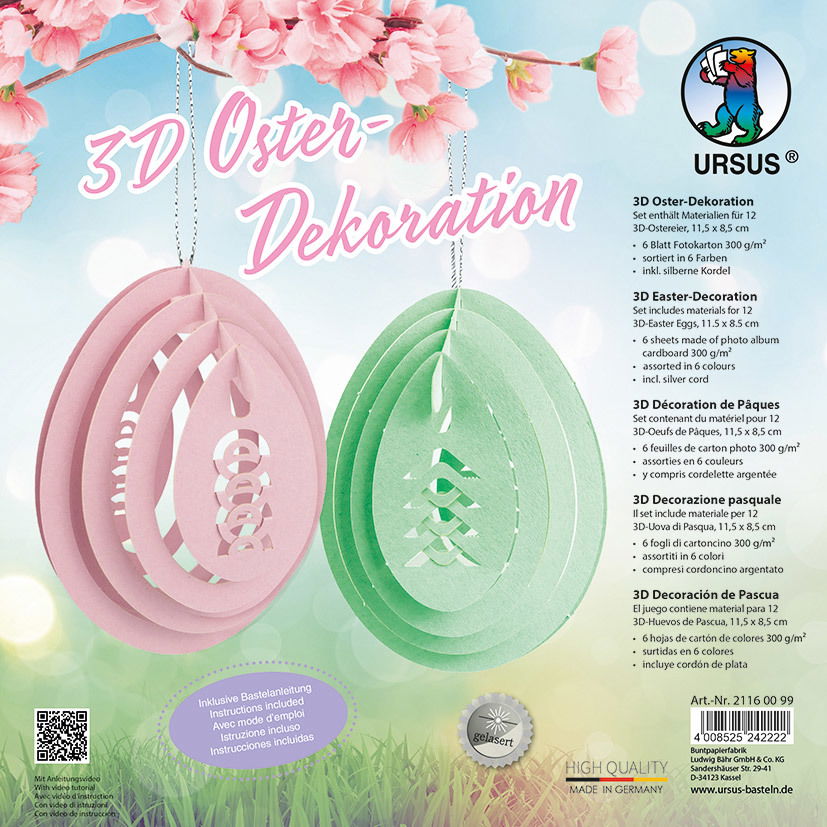 Oster-Dekoration, 3D-Optik, 12 Stk.