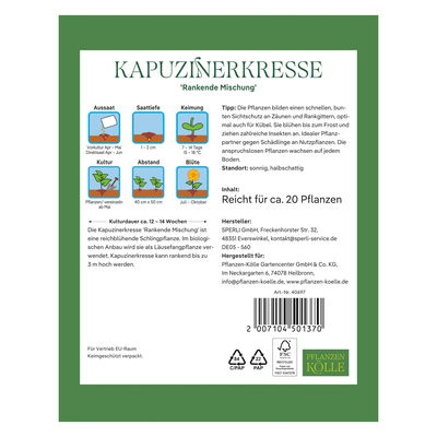 Kölles Beste Blumensamen, Kapuzinerkresse 'Rankende Mischung'