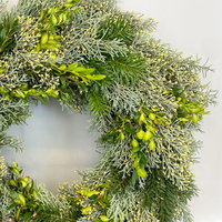 Adventskranz, Arizonica-Bux, halbrund gebunden, ca. 30 cm Ø Adventskranz, Arizonica-Bux, halbrund gebunden, ca. 30 cm Ø