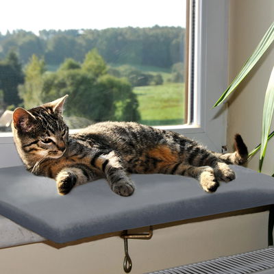 Fensterliege Samt, grau, 3 x 26 x 40 cm Fensterliege Samt, grau, 3 x 26 x 40 cm