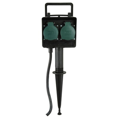 Erdspieß mit zwei Schutzkontakt-Steckdosen, max. 3.500 Watt, Zuleitung 1,5 m