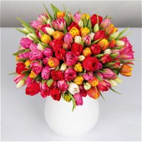 Blumenbund mit Tulpen, 50er-Bund, bunt, gefüllte Blüte, inkl. gratis Grußkarte