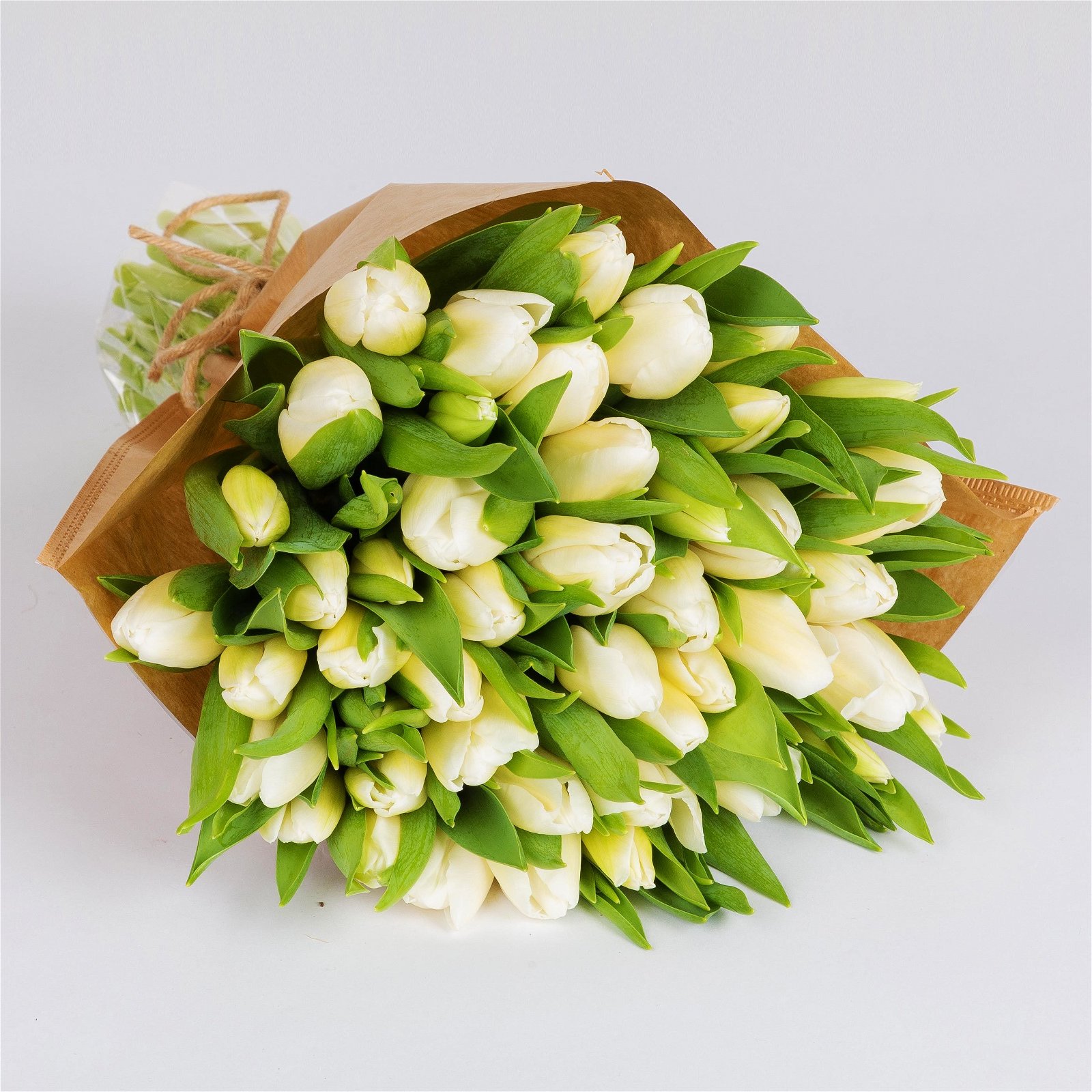 Blumenbund mit Tulpen, 50er-Bund, weiß, inkl. gratis Grußkarte