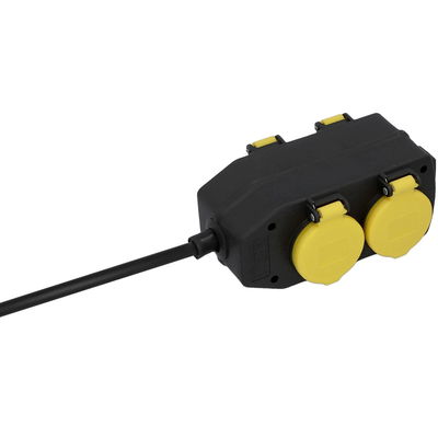 Feuchtraum-Steckdosenblock 4-fach, schwarz/gelb Feuchtraum-Steckdosenblock 4-fach, schwarz/gelb
