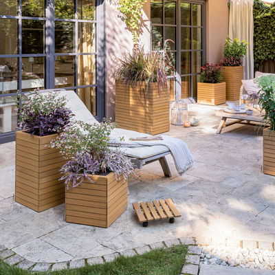 Lechuza Pflanzgefäß 'Palo Natural Wood 35', ca. 35 x 35 x H 37 cm
