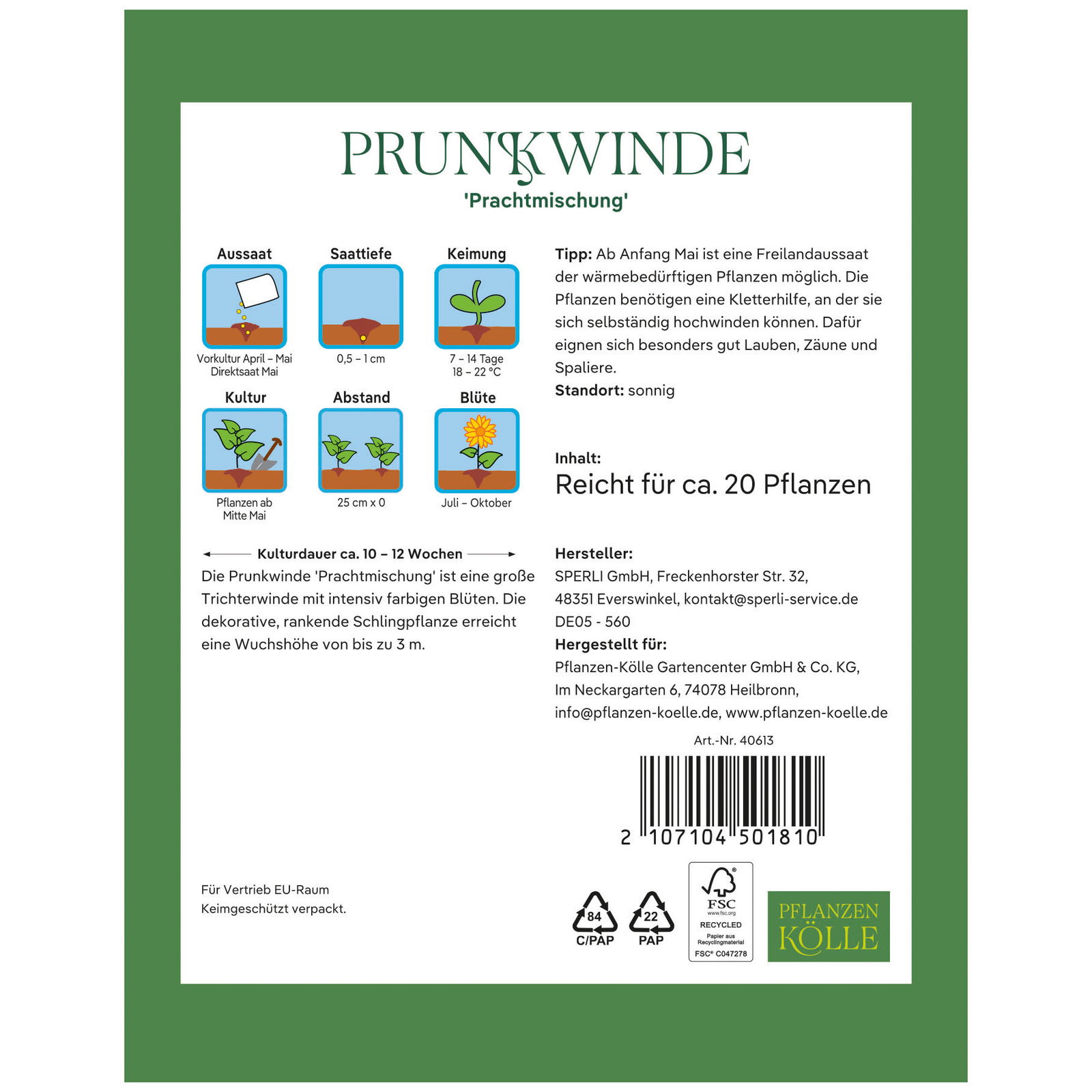 Kölles Beste Saatgutmischung Prunkwinde, bunt Kölles Beste Saatgutmischung Prunkwinde, bunt