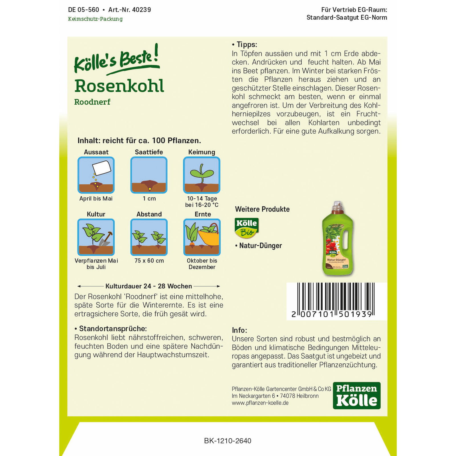 Kölle's Beste Gemüsesamen Rosenkohl Roodnerf