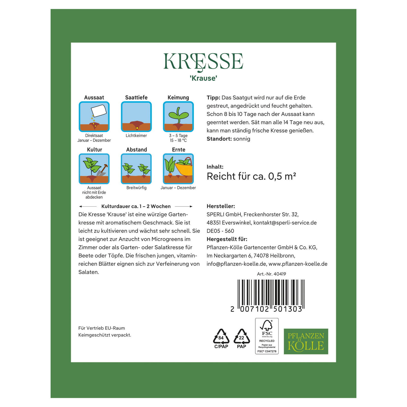 Kölles Beste Kräutersamen, Kresse 'Krause'