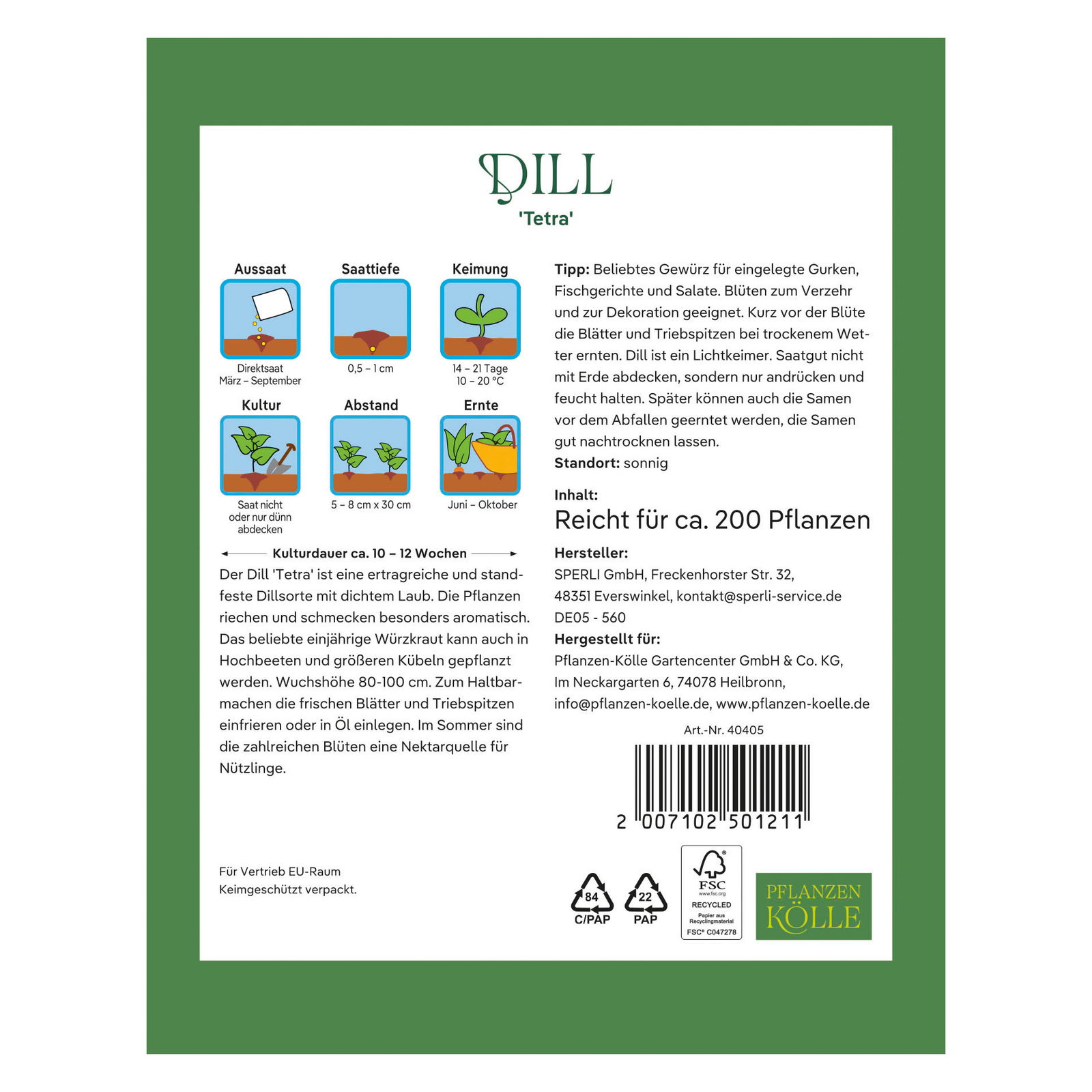 Kölles Beste Kräutersamen Dill Tetra einjährig