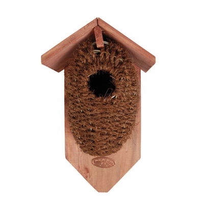 Kokos-Nestbeutel mit Holzdach