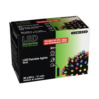 LED Twinkle Ricelight-Lichterkette 96 Lichter, bunt, 7,1 m, mit Timerfunktion und Batterie