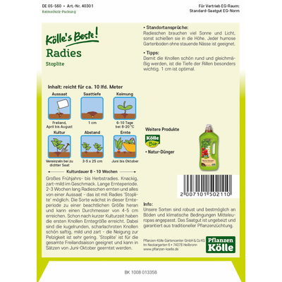 Kölles Beste Gemüsesamen Radies Stoplite