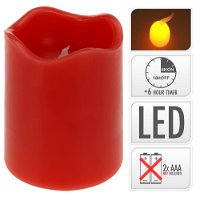 LED Echtwachskerze rot, mit flackernder Flamme und Timer