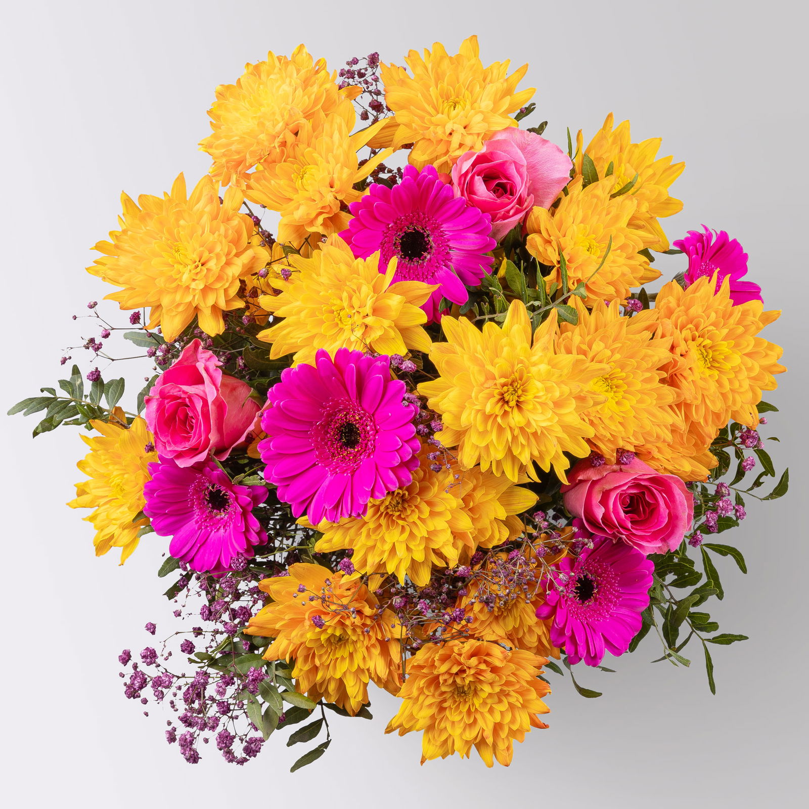 Blumenstrauß 'Prima' pink-orange, handgebunden