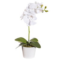 Kunstblume Orchidee im Topf, weiß, Höhe ca. 40 cm, 2 Stück