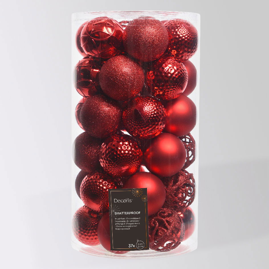 Kugelmix, 37er-Set, weihnachtsrot, ca. Ø 6 cm Kugelmix, 37er-Set, weihnachtsrot, ca. Ø 6 cm