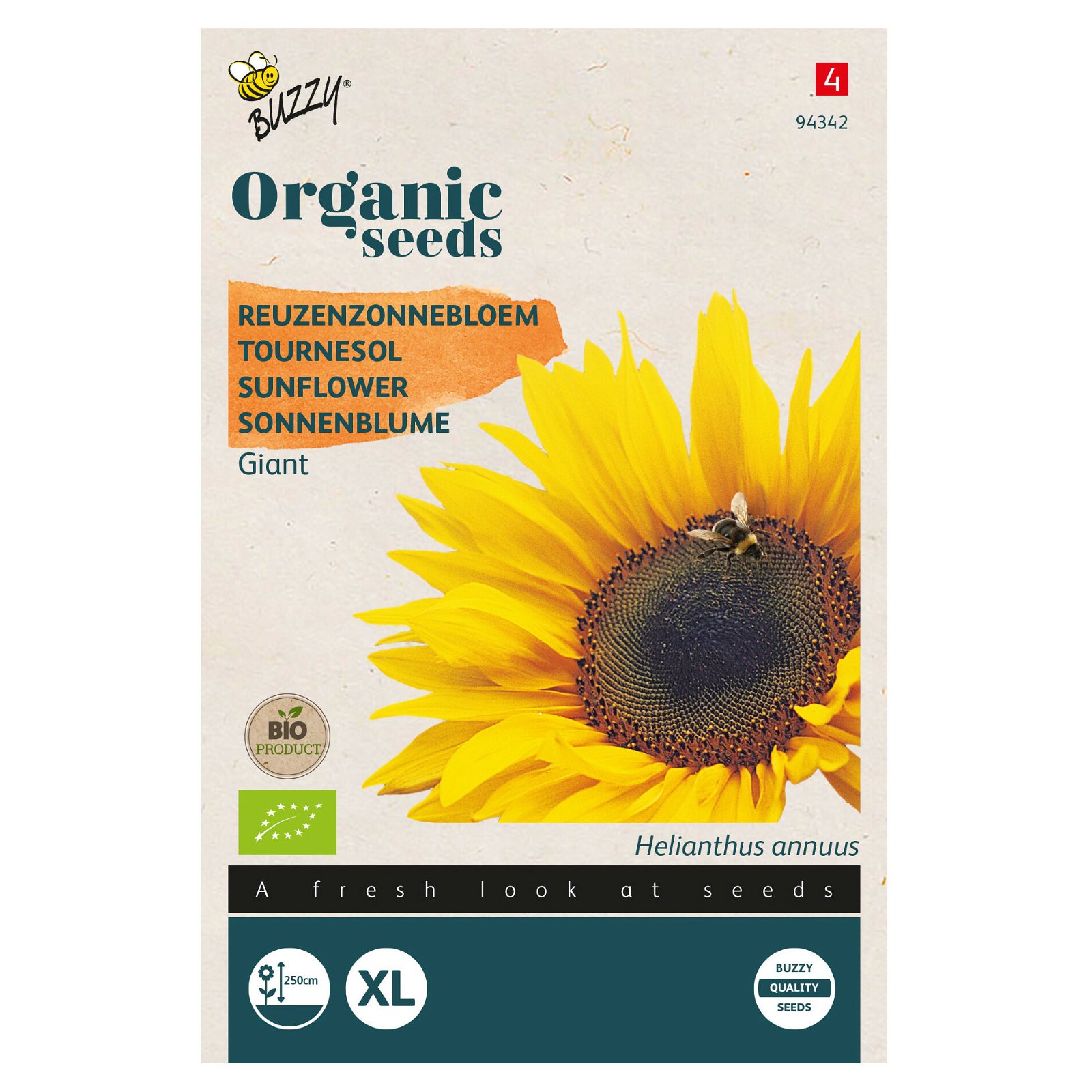 Bio Blumensamen, Bio-Sonnenblum 'Riesen', gelb, 3 g