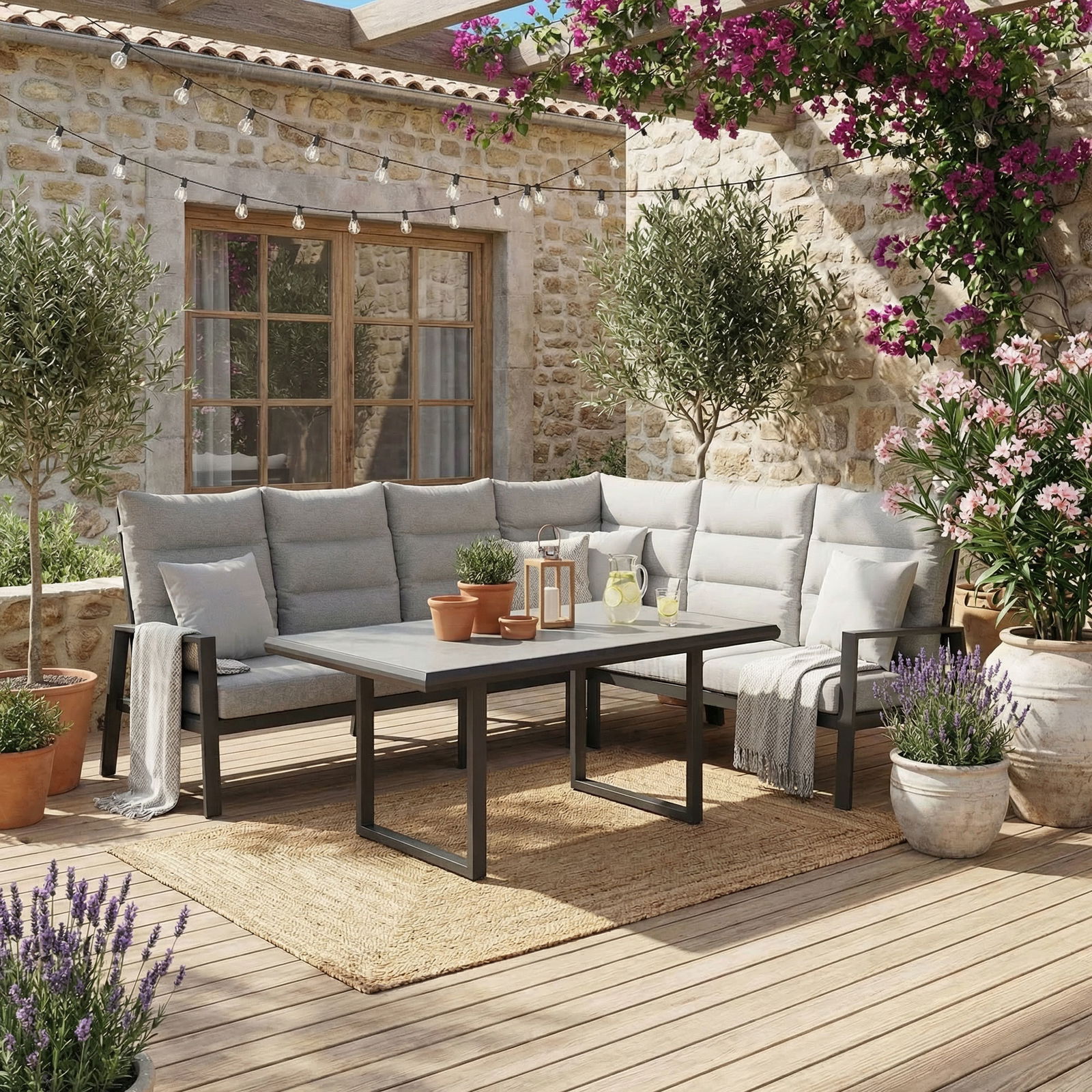 Kölle Loungegruppe 'Kreta' inkl. Auflagen, 5-teilig, grau