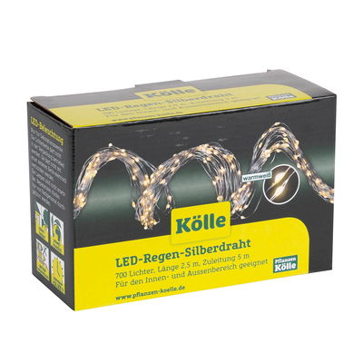 Kölle LED Silberdraht Regen, warmweiß, 700 LEDs, Länge ca. 2,5 m