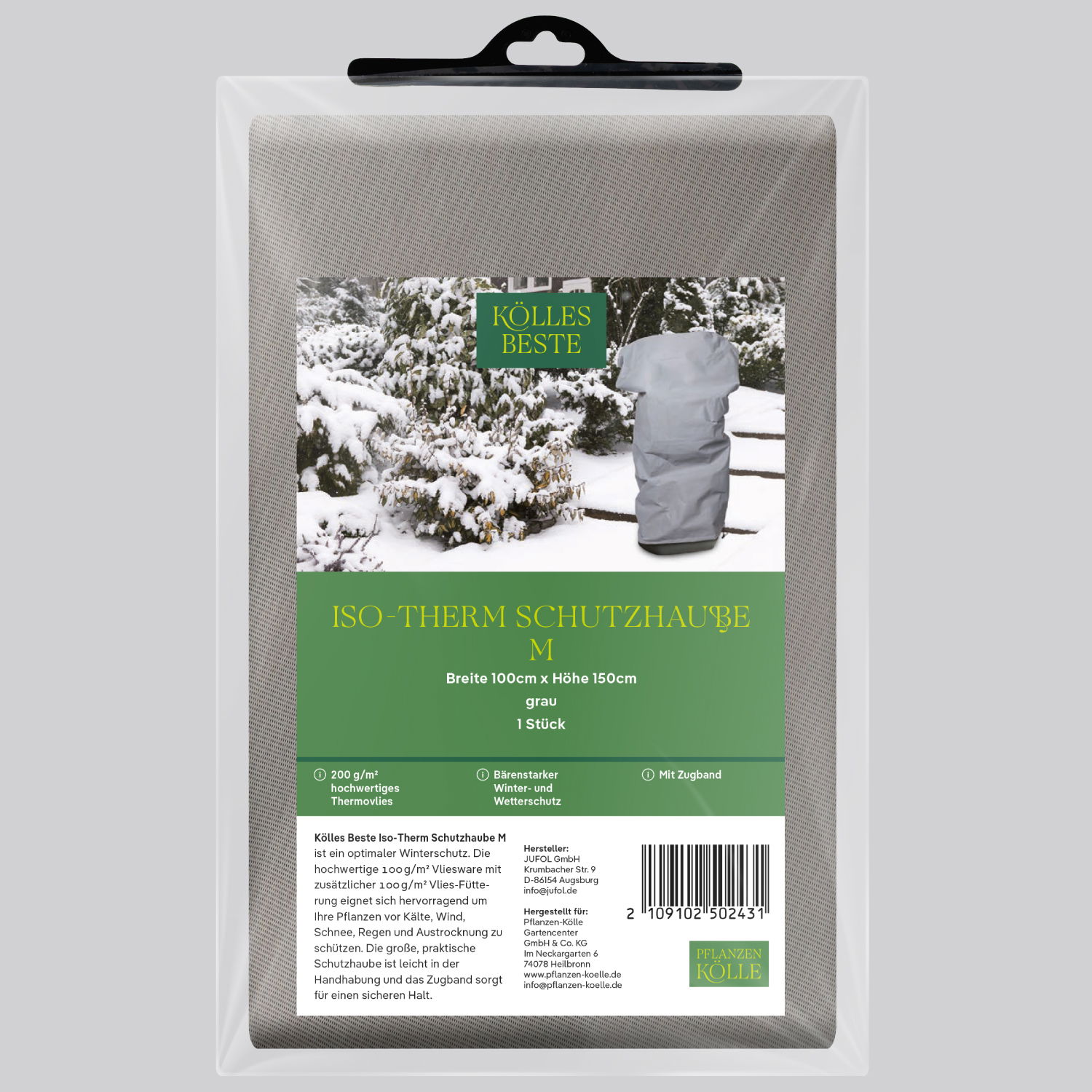 Kölles Beste Iso-Therm Schutzhaube M, grau, B100 x H150 cm Kölles Beste Iso-Therm Schutzhaube M, grau, B100 x H150 cm