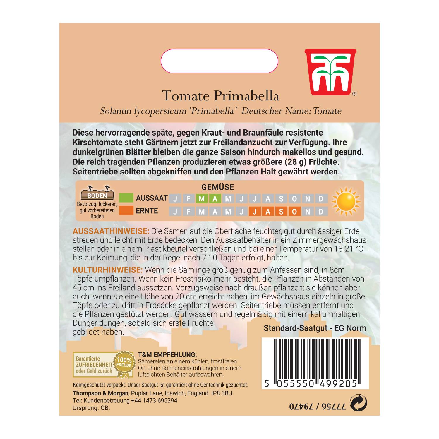 Thompson & Morgan Gemüsesamen Tomate Primabella