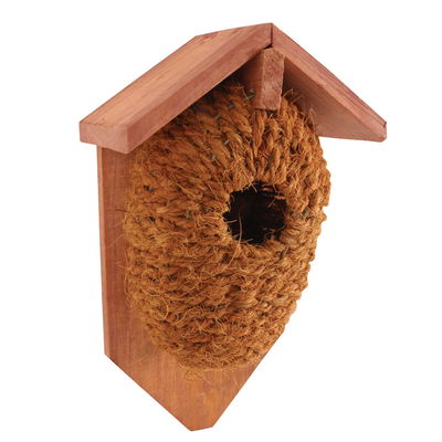 Kokos-Nestbeutel mit Holzdach