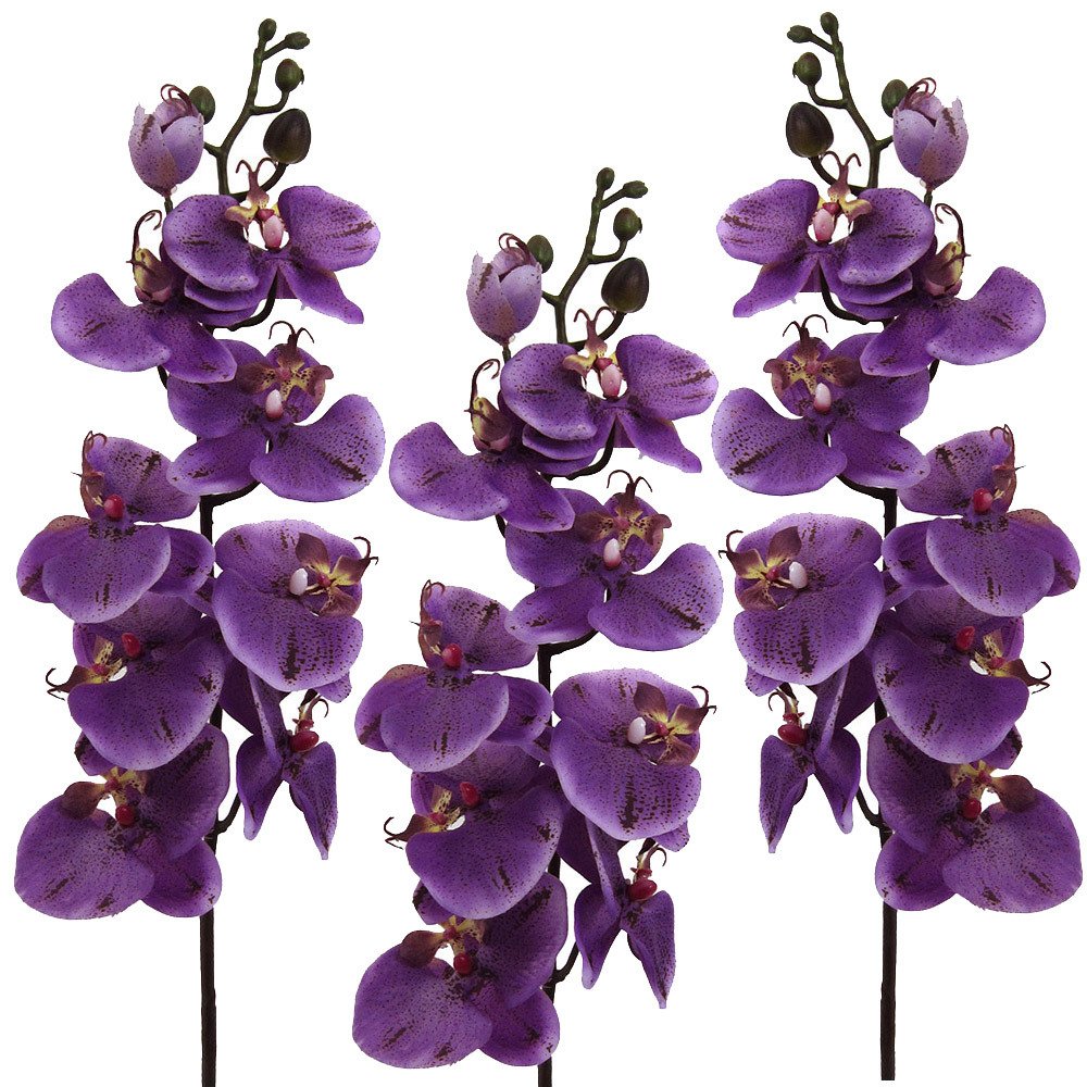 Kunstblume Orchideenzweig, lila, ca. 98 cm, 3 Stück