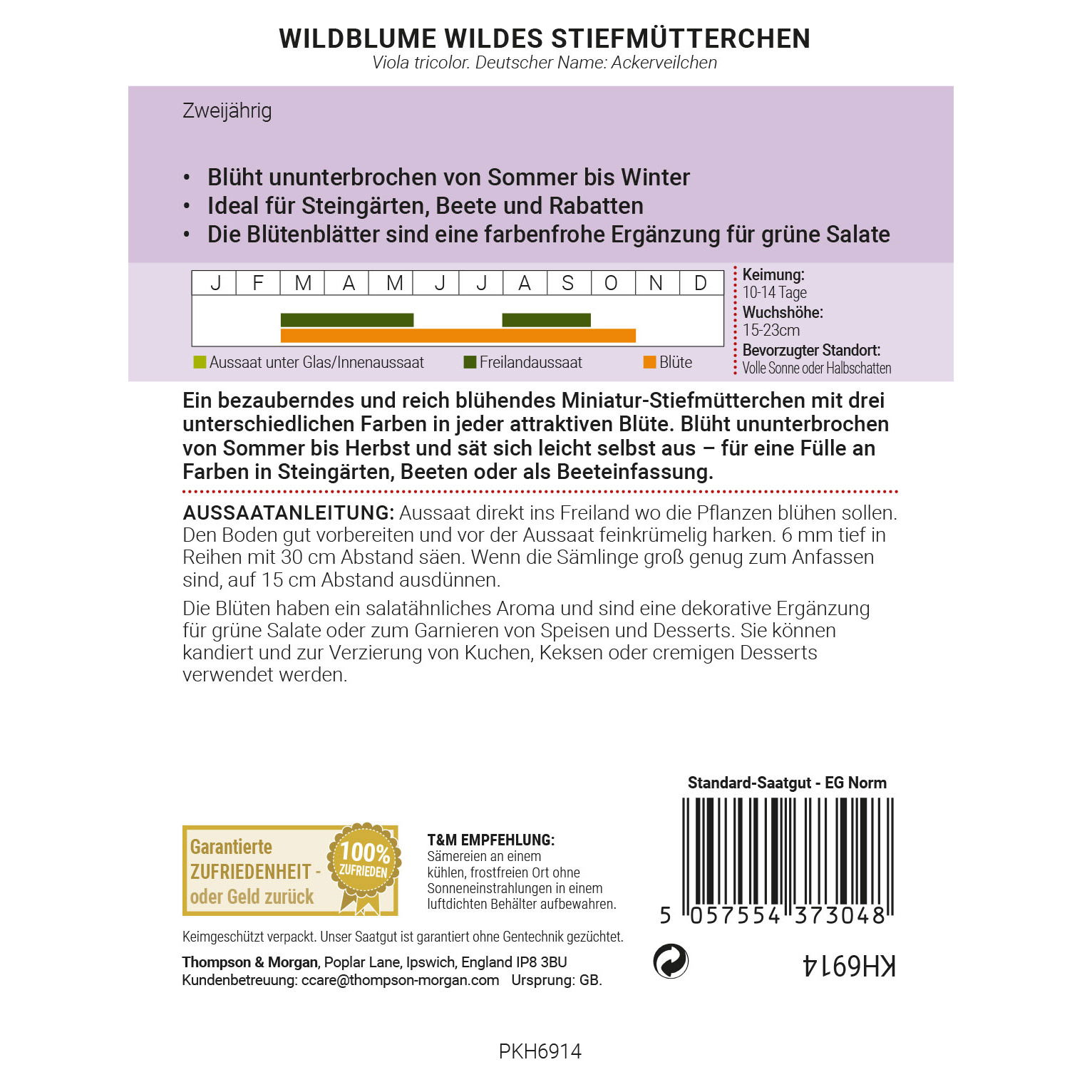 Thompson & Morgan Wildblume Wildes Stiefmütterchen, bunt