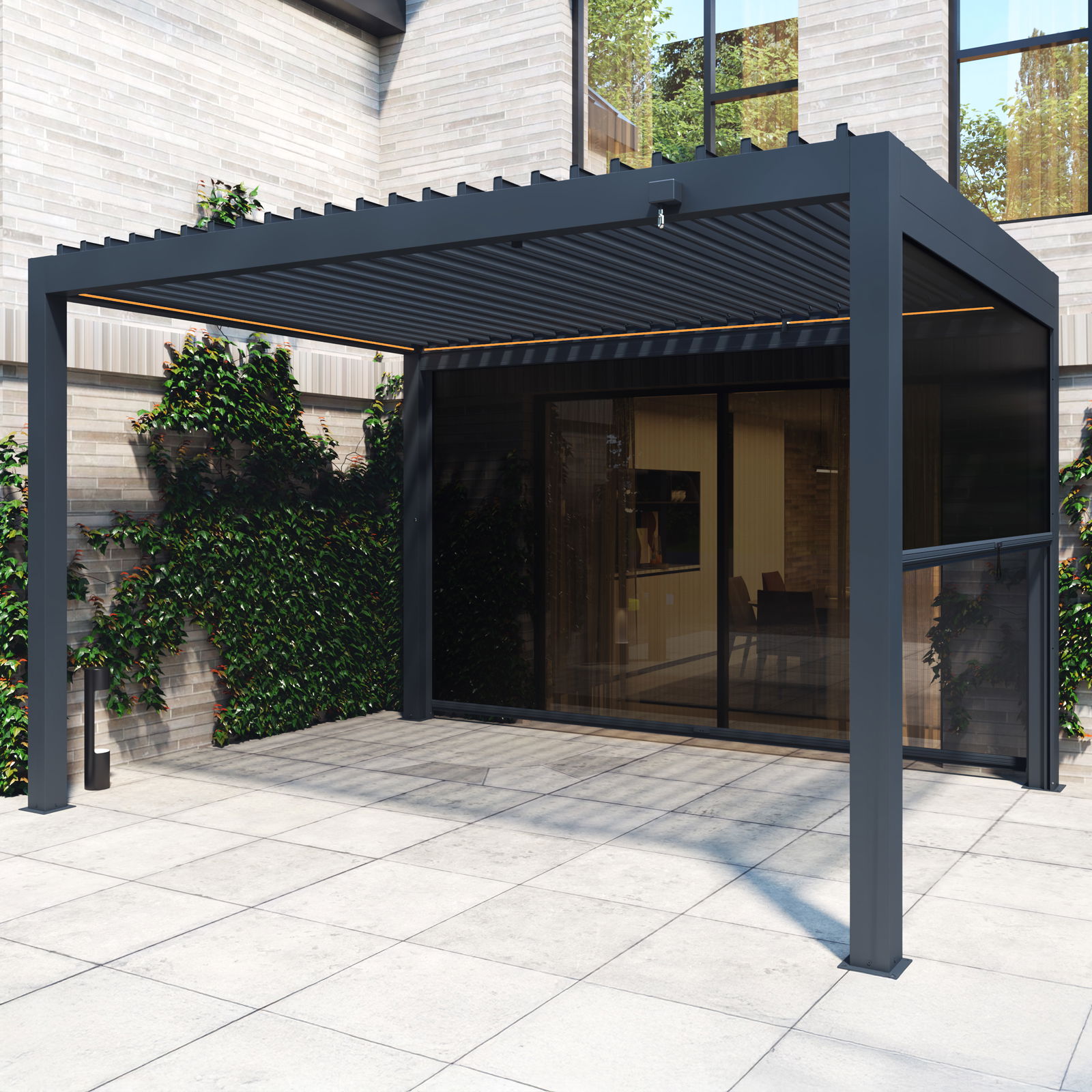 Seitenteil für Pergola, anthrazit, ca. 300 x 250 cm